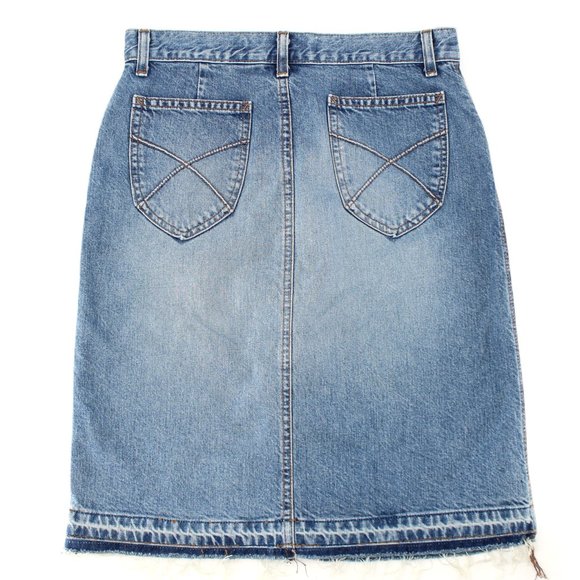 Vintage GAP Denim Skirt Light Wash Raw Hem Western Stitch 100% Cotton No Stretch - Picture 7 of 11